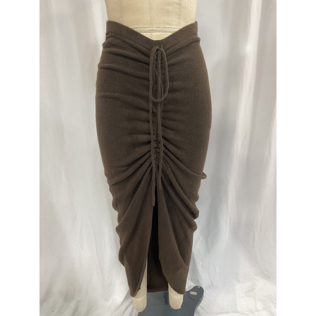 Ronny Kobo 'Zuna' Brown Ruched Knit Maxi Skirt Size XS