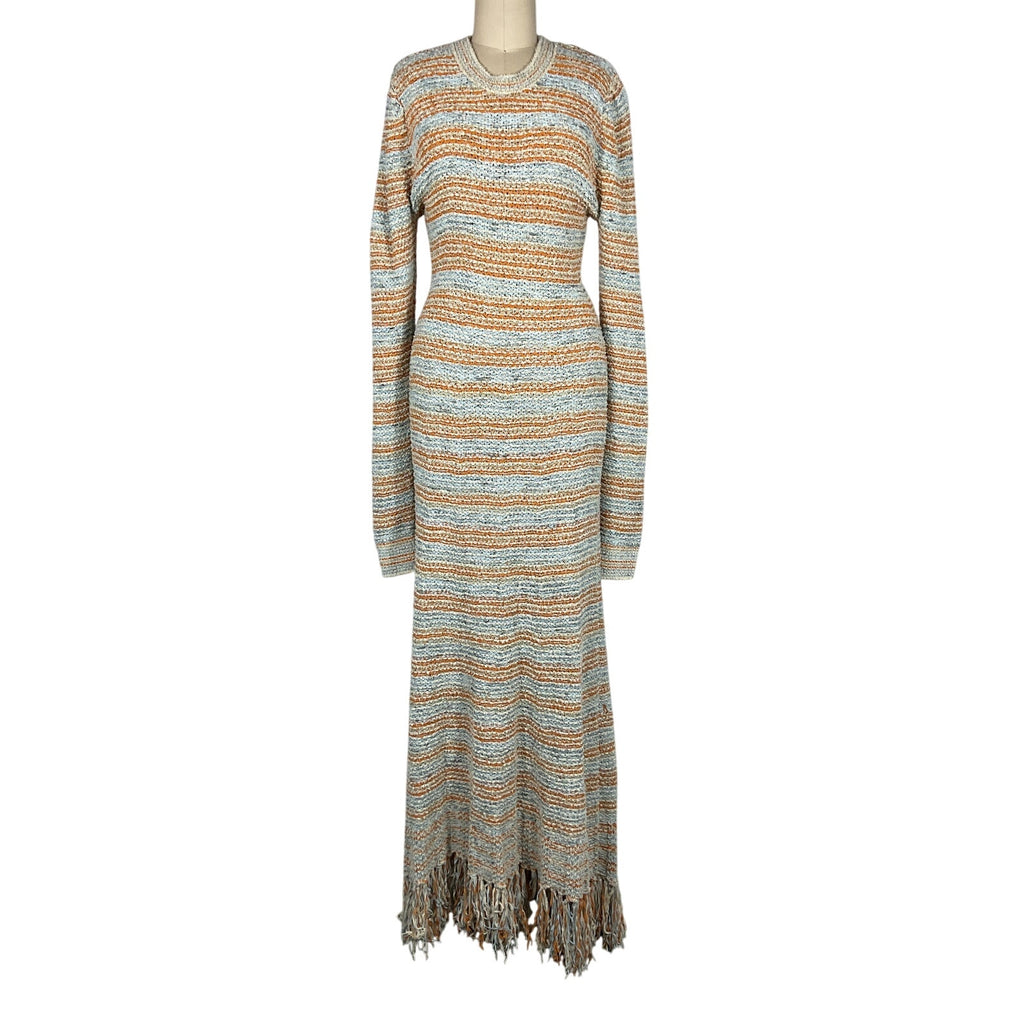 Ulla Johnson 'Allard' Orange Cotton Striped Knit Maxi Dress Size M