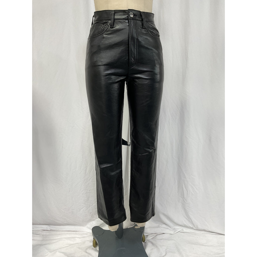 Agolde Black Leather Fitted 90'S Pant Size 24
