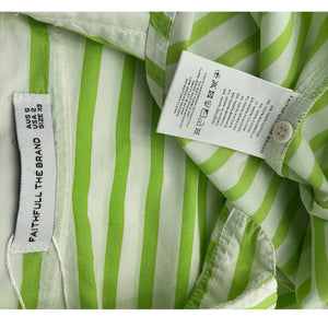 Faithfull The Brand Striped Green Vega Shirt Size XS