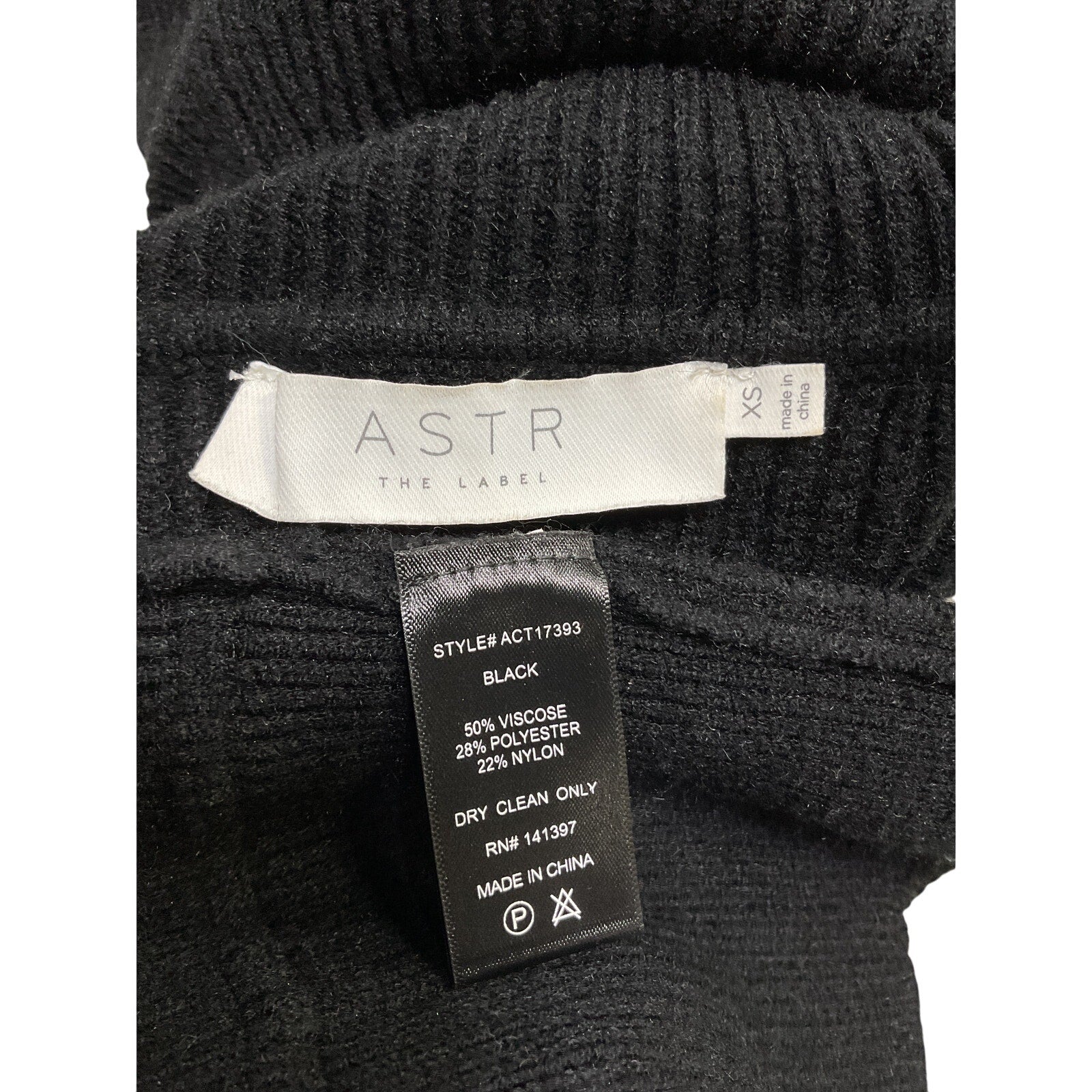 Astr The Label 'Taissa' Black Viscose Sweater Size XS