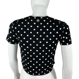 Maje Polka Dot Black White Cropped Crewneck Top Size FR 0 NWT