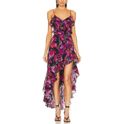 Line & Dot Asymmetrical Multicolor Mika Dress Size S