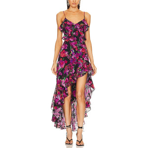 Line & Dot Asymmetrical Multicolor Mika Dress Size S