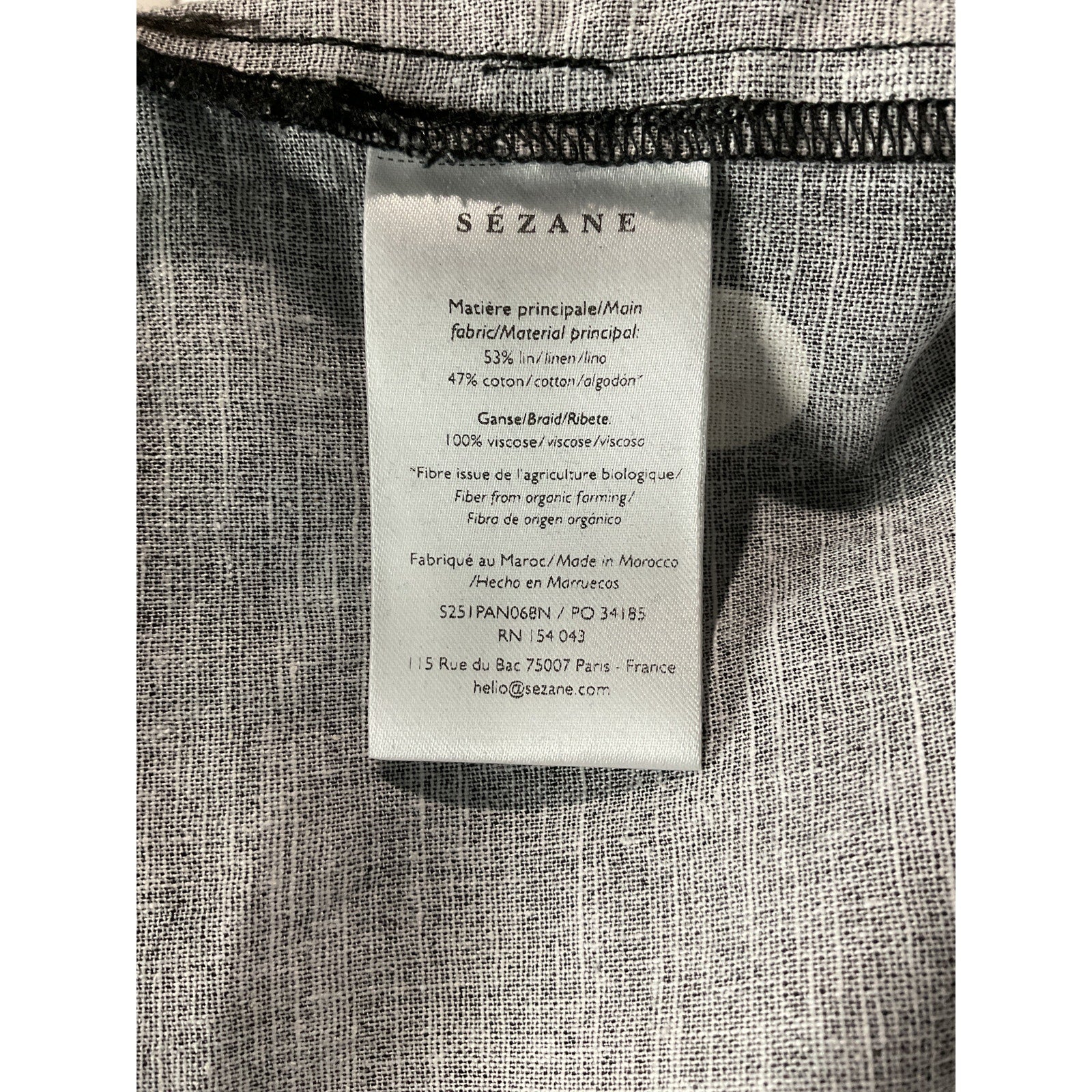 Sézane 'Tymo' Black Linen Trousers Size 38 NWT