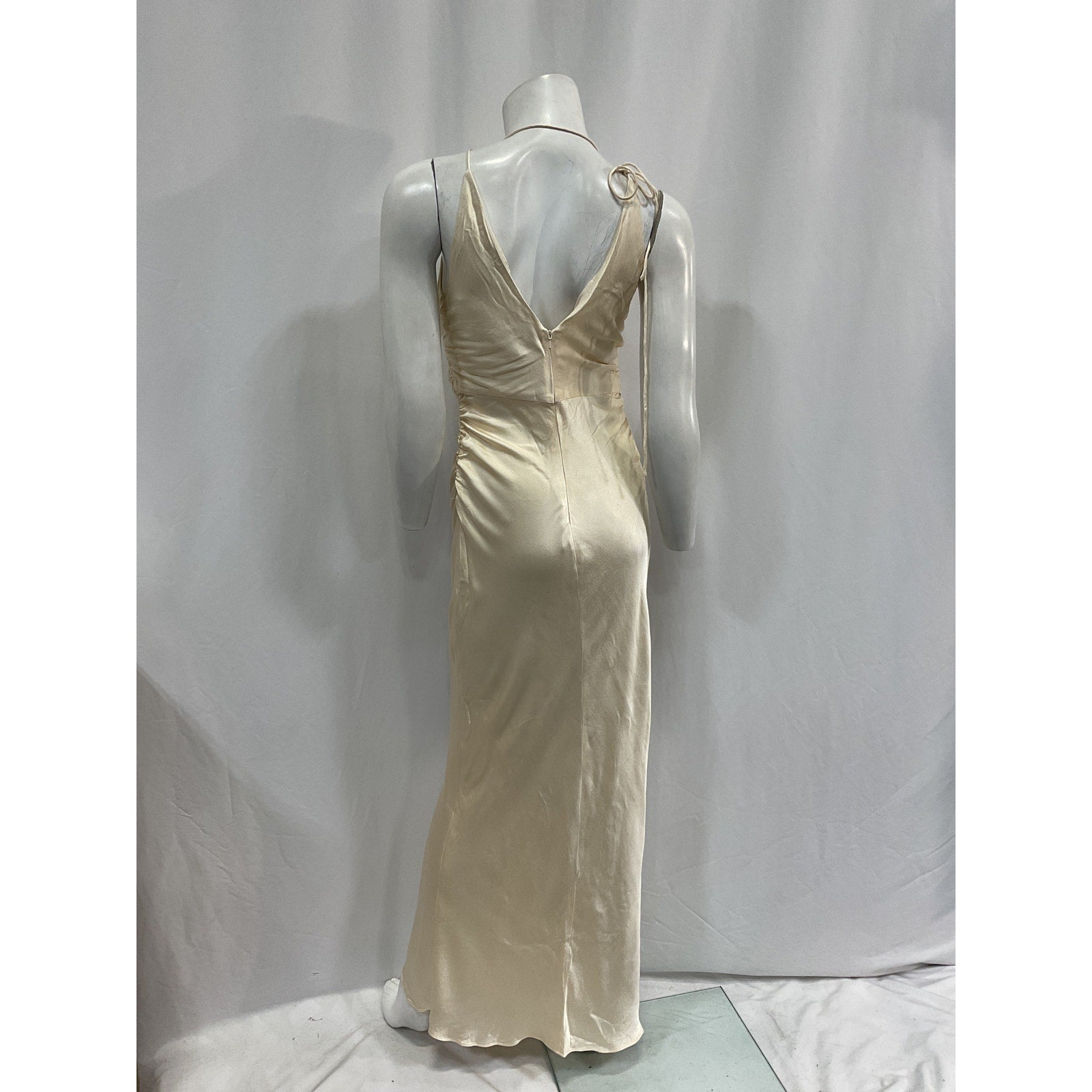 Shona Joy 'La Lune' White Viscose High Neck Ruched Maxi Dress Size 6