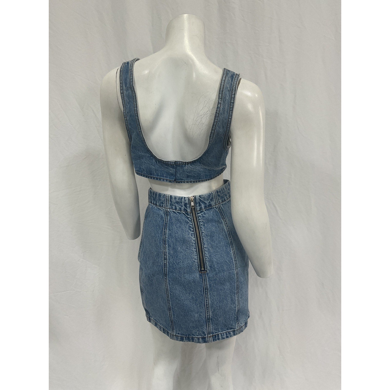 Grlfrnd 'Vivi' Blue Cotton Cut Out Tank Dress Size XS