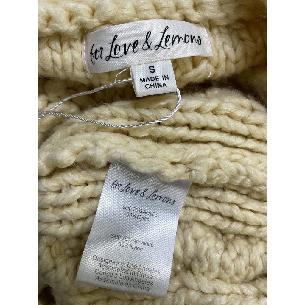 For Love & Lemons 'Andie' Cream Cotton Cut-Out Sweater Size S