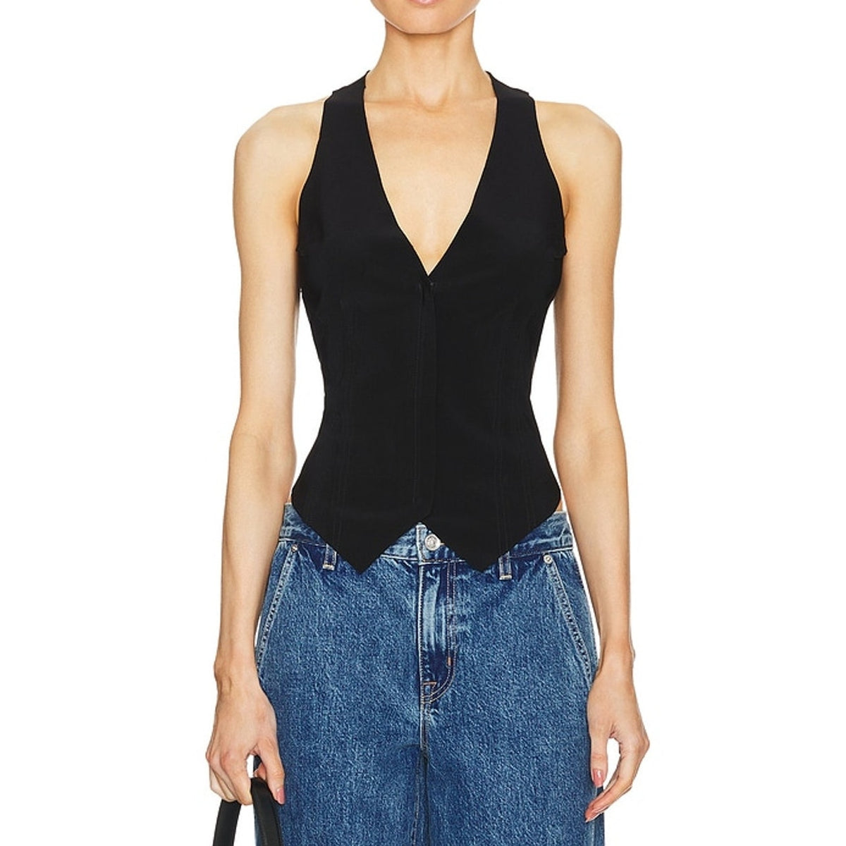 Norma Kamali Sleek Black Simple Vest Size S/36