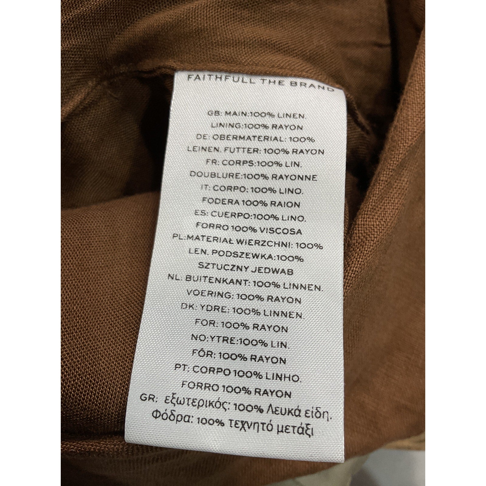 Faithfull The Brand 'Desitha' Brown Linen Top Size S