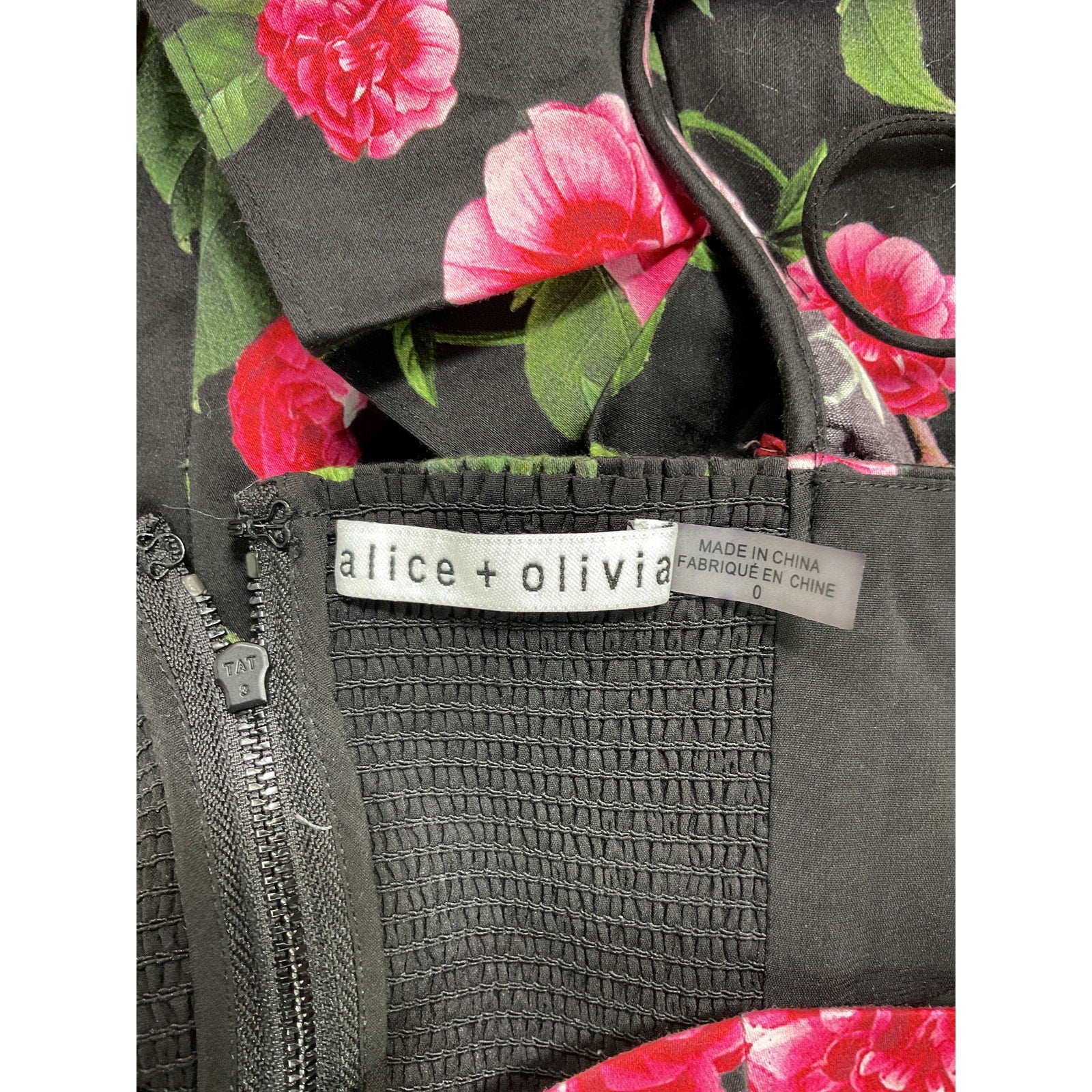 Alice + Olivia Green Floral-Print Mini Dress Size 0