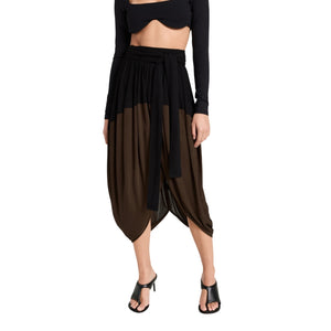 Proenza Schouler Draped Black And Chocolate Crepe Jersey Skirt Size 8