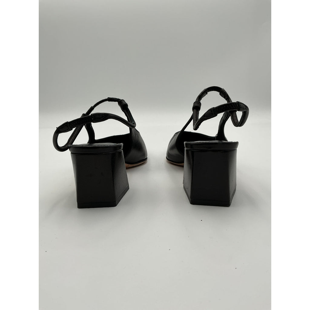 Aeyde 'Polly' Black Leather Slingback Pumps Size 5.5