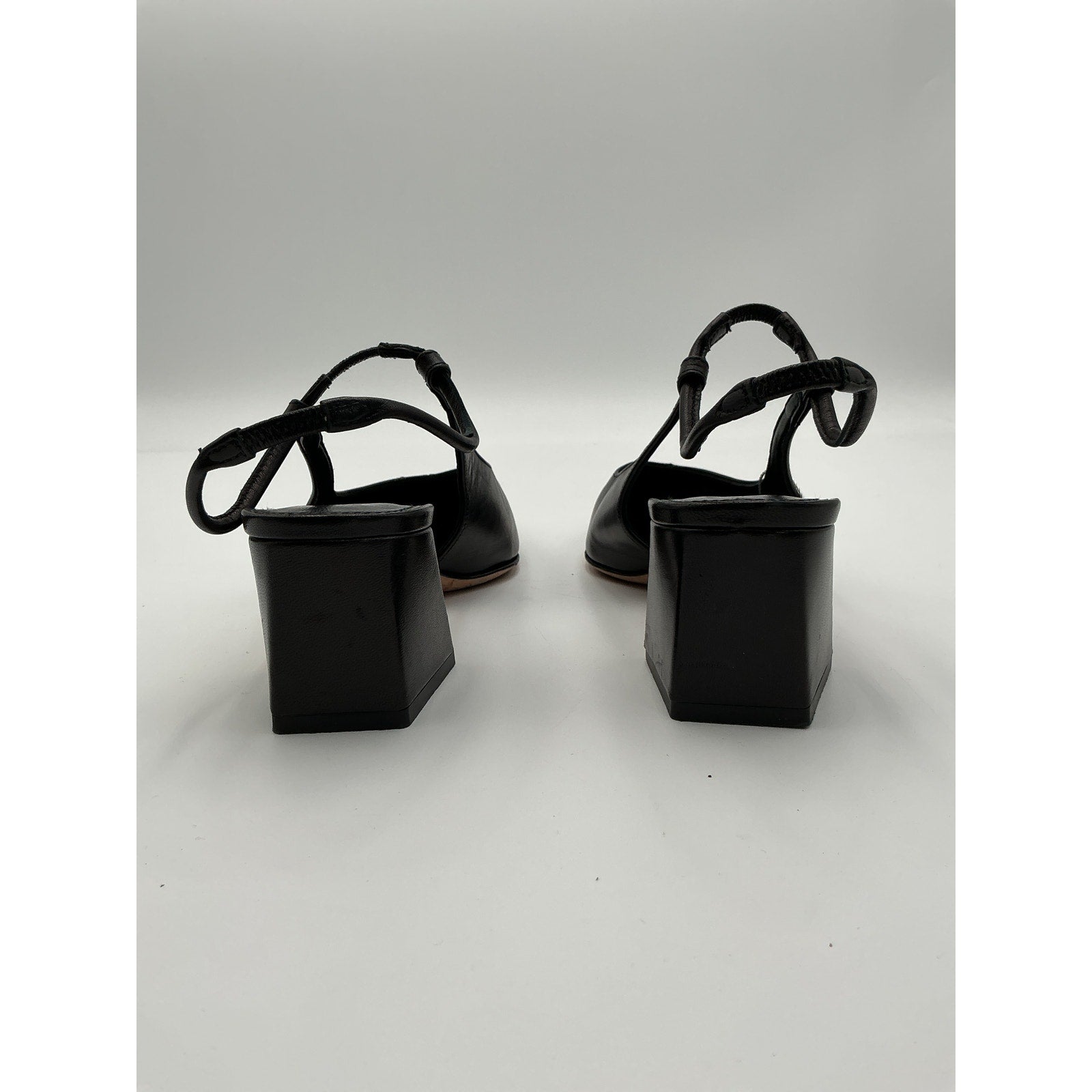 Aeyde 'Polly' Black Leather Slingback Pumps Size 5.5