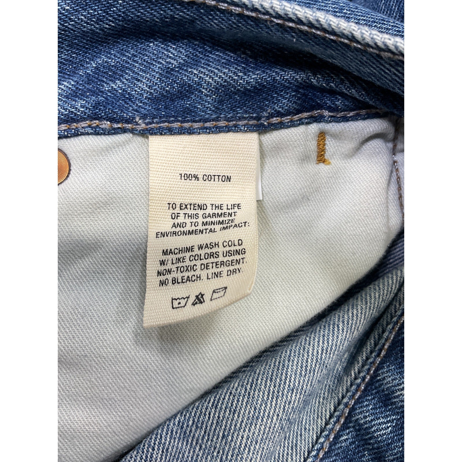 Alex Mill 'The Carla' Blue Cotton High-Rise Straight Denim Jean Size 24