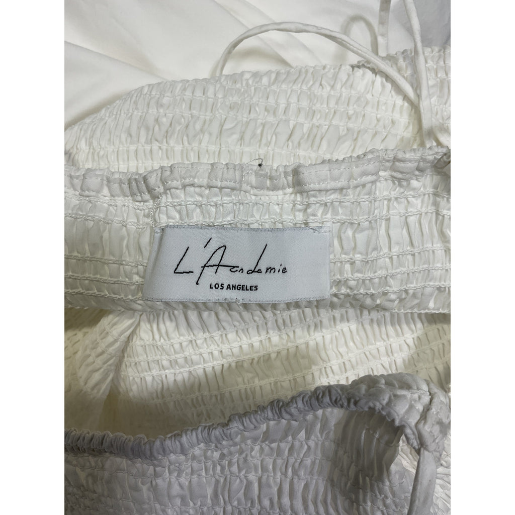 L'Academie 'Armanda' White Cotton Poplin Midi Dress Size M