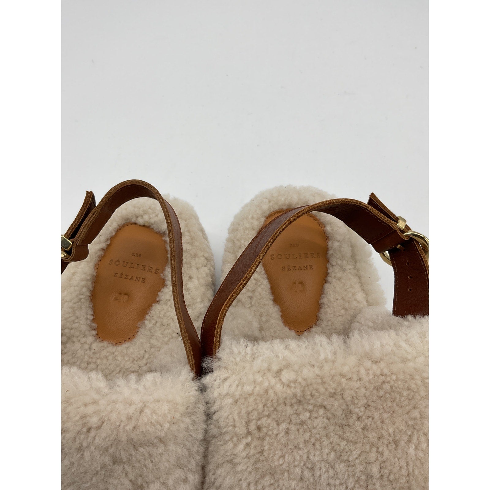 Sézane 'Greta' White Wool Mule Souliers Size 40