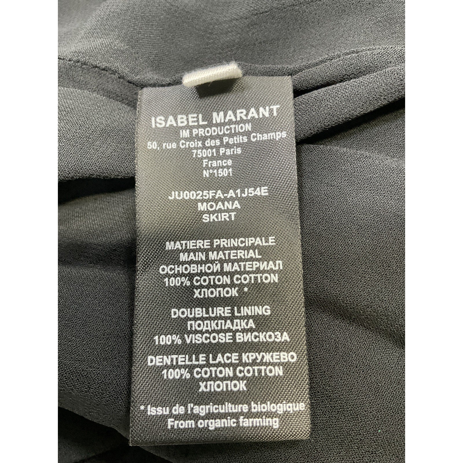 Isabel Marant 'Moana' Black Cotton Skirt Size 8