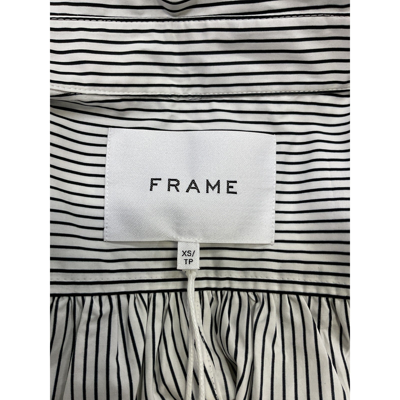 Frame 'Ruched' Black Poplin Puff Sleeve Collared Shirt / Blouse Size XS - NWT