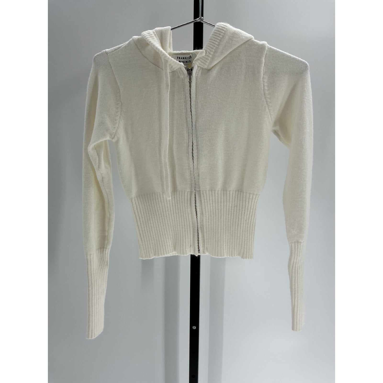 Frankies Bikinis 'Aimee' Ivory Viscose Cloud Knit Hoodie Size L - NWT