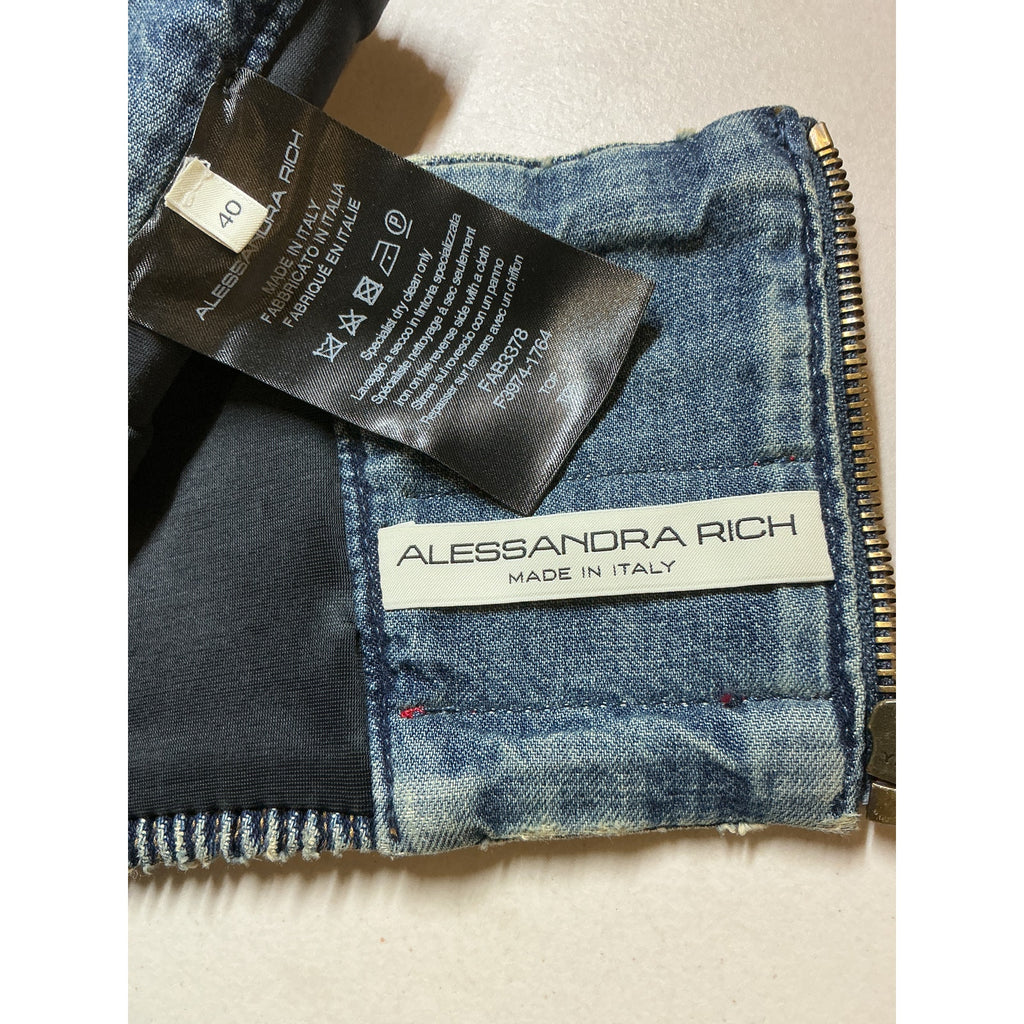 Alessandra Rich 'Halter' Blue Cotton Top Size 40