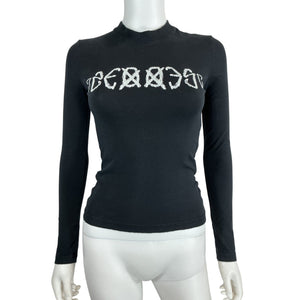 032c Fitted Black Sos Graphic Longsleeve T-Shirt Size XS