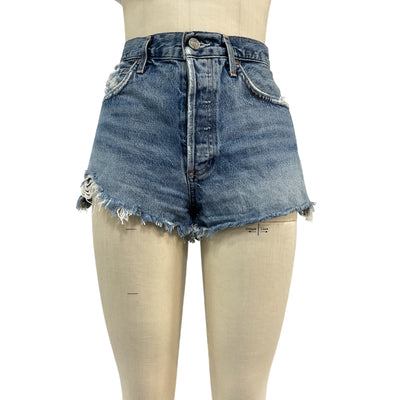 Agolde Parker Vintage Blue Cotton Cut Off Short Size 28