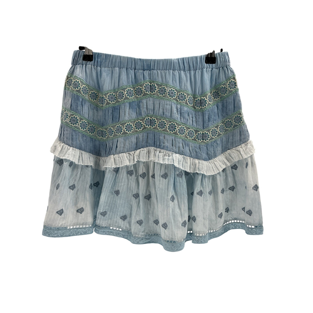 Loveshackfancy 'Felice' Blue Cotton Mini Skirt Size M