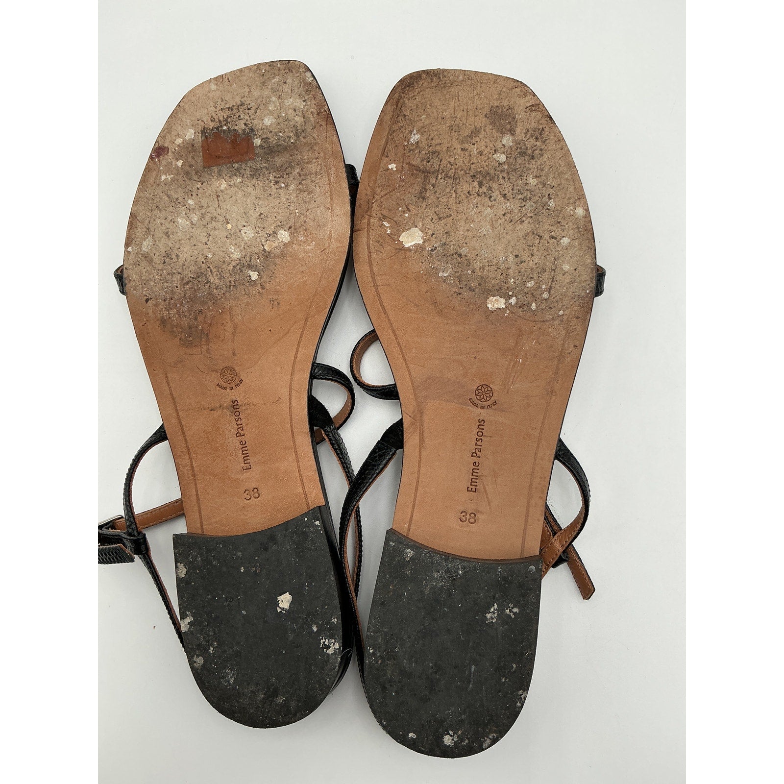 Emme Parsons 'Hope' Black Leather Sandals Size 8