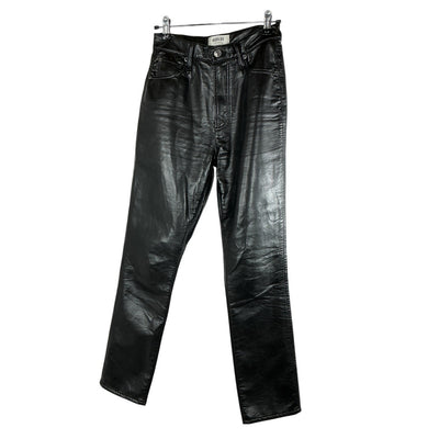 Agolde Recycled Leather Black Riley Long Denim Jeans Size 24