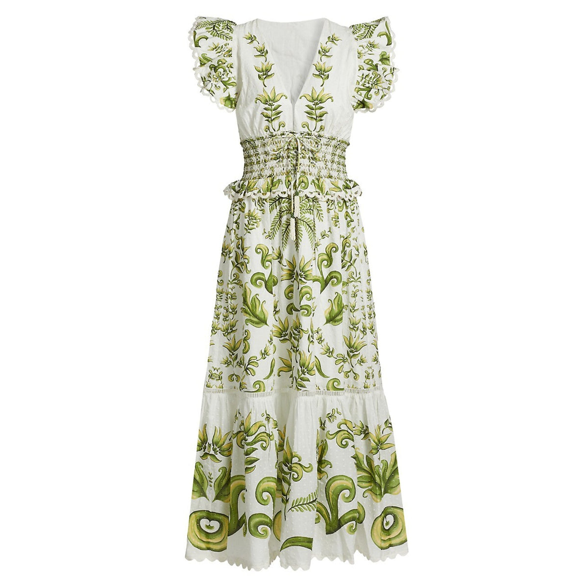 Farm Rio Botanical Green Milani Maxi Dress Size XS
