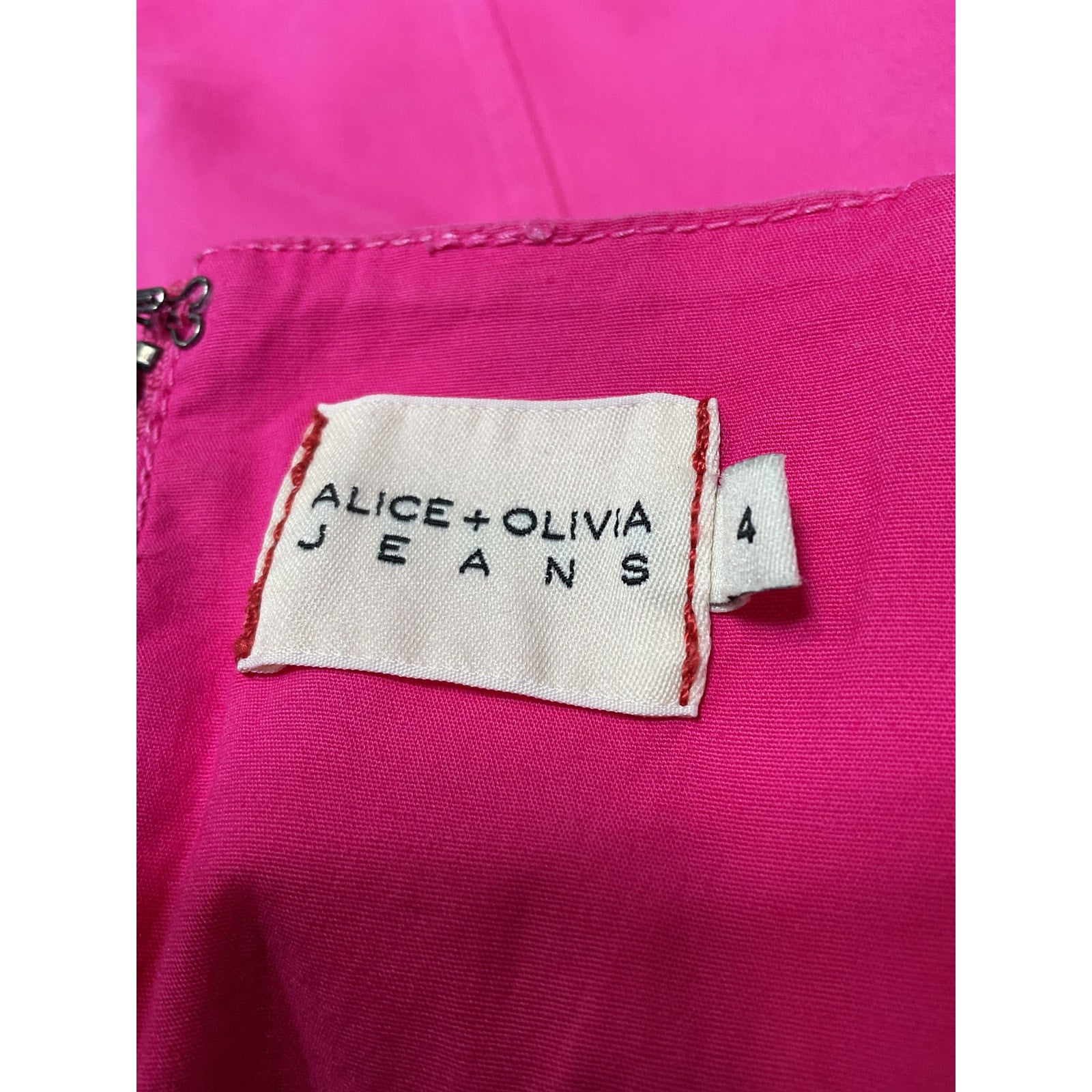 Alice + Olivia 'Ramsey' Pink Stretch Denim Sleeveless Square Neck Mini Dress Size 4