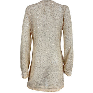 House Of Harlow 1960 Sequin Beige Ring Detail Top Size S