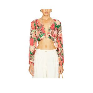 A.L.C. 'Dorian' Orange Crepe Halternekc Top Size 2