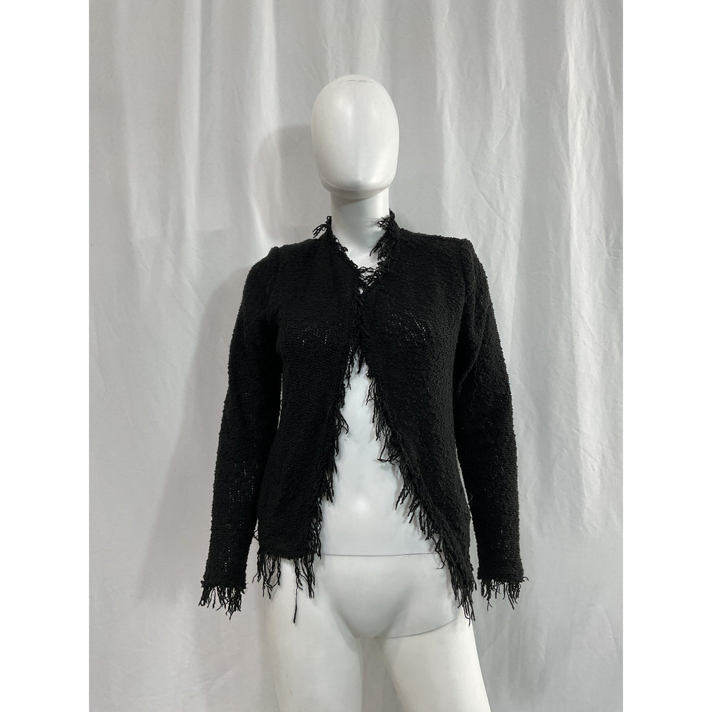 Iro 'Shavani' Black Fringed Cotton Jacket Size 40