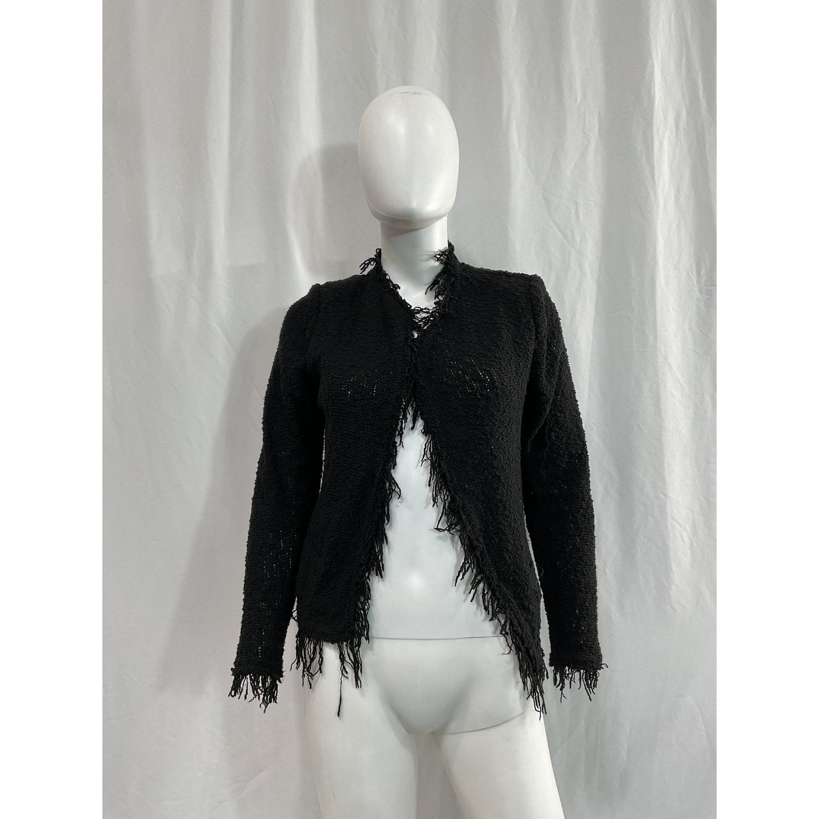 Iro 'Shavani' Black Fringed Cotton Jacket Size 40
