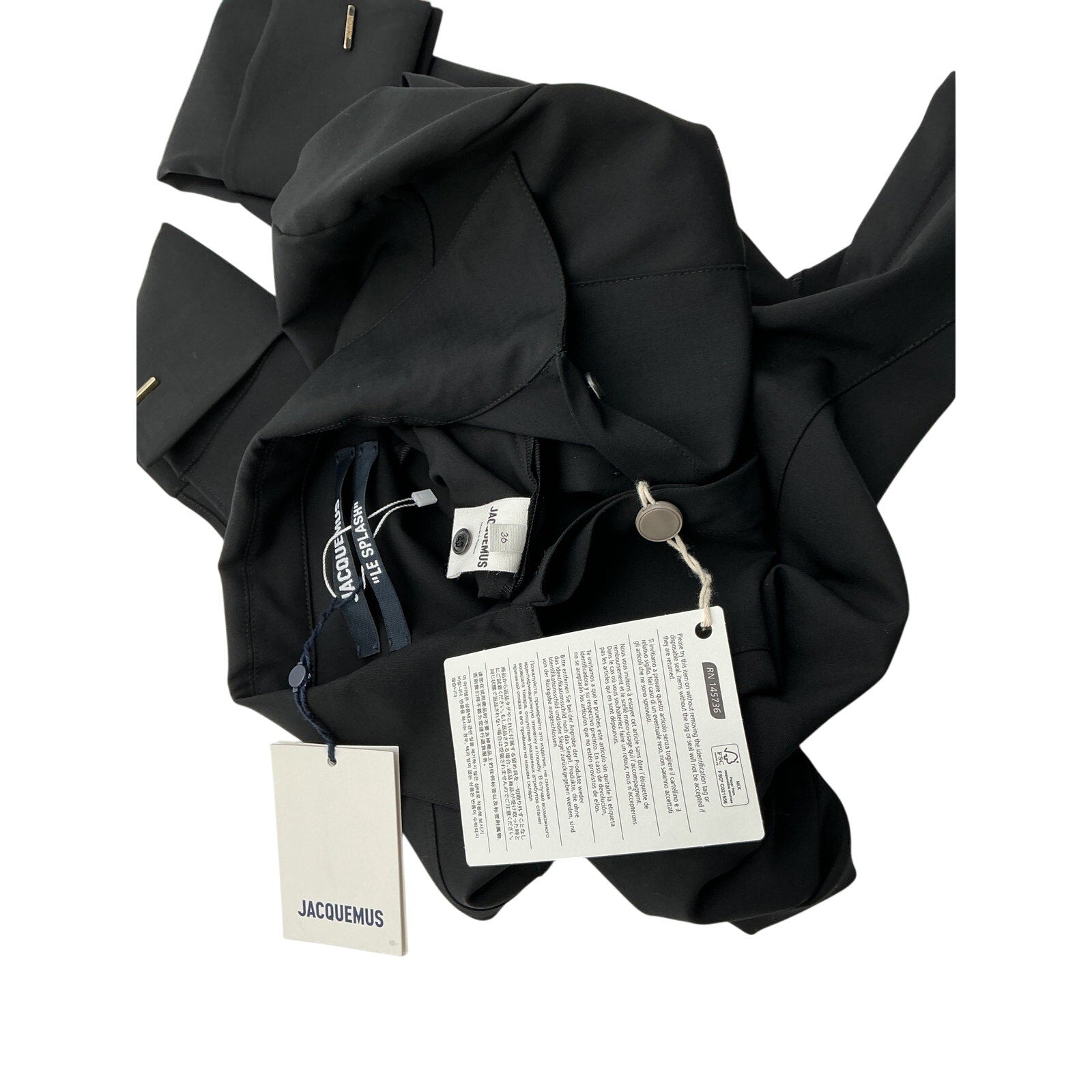 Jacquemus 'Pina' Black Wool Stretch Shirt Size 36