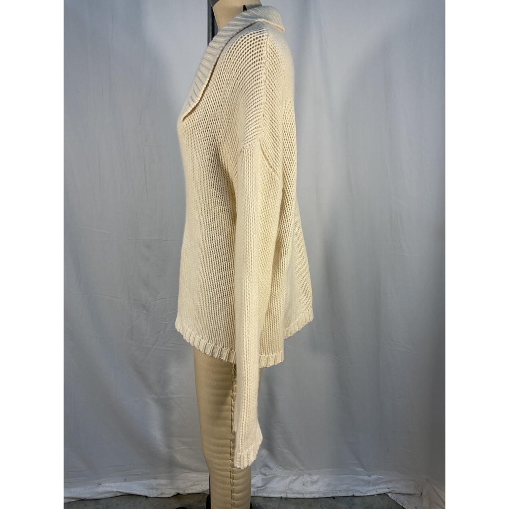 Sablyn 'Estela' White Oversized Cashmere Polo Sweater Size S