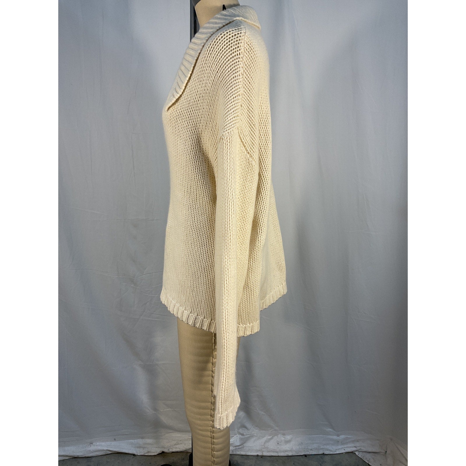 Sablyn 'Estela' White Oversized Cashmere Polo Sweater Size S