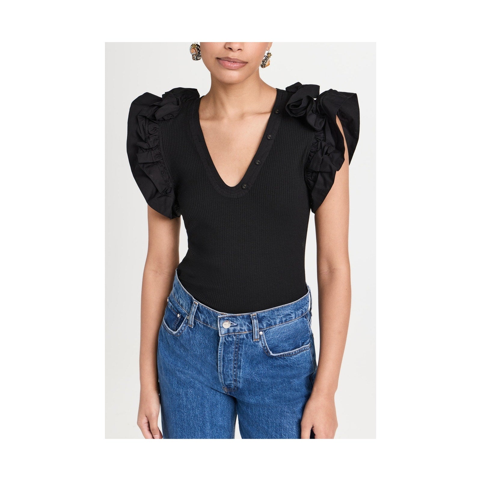 Ulla Johnson 'Birdie' Black Cotton Top Size XS