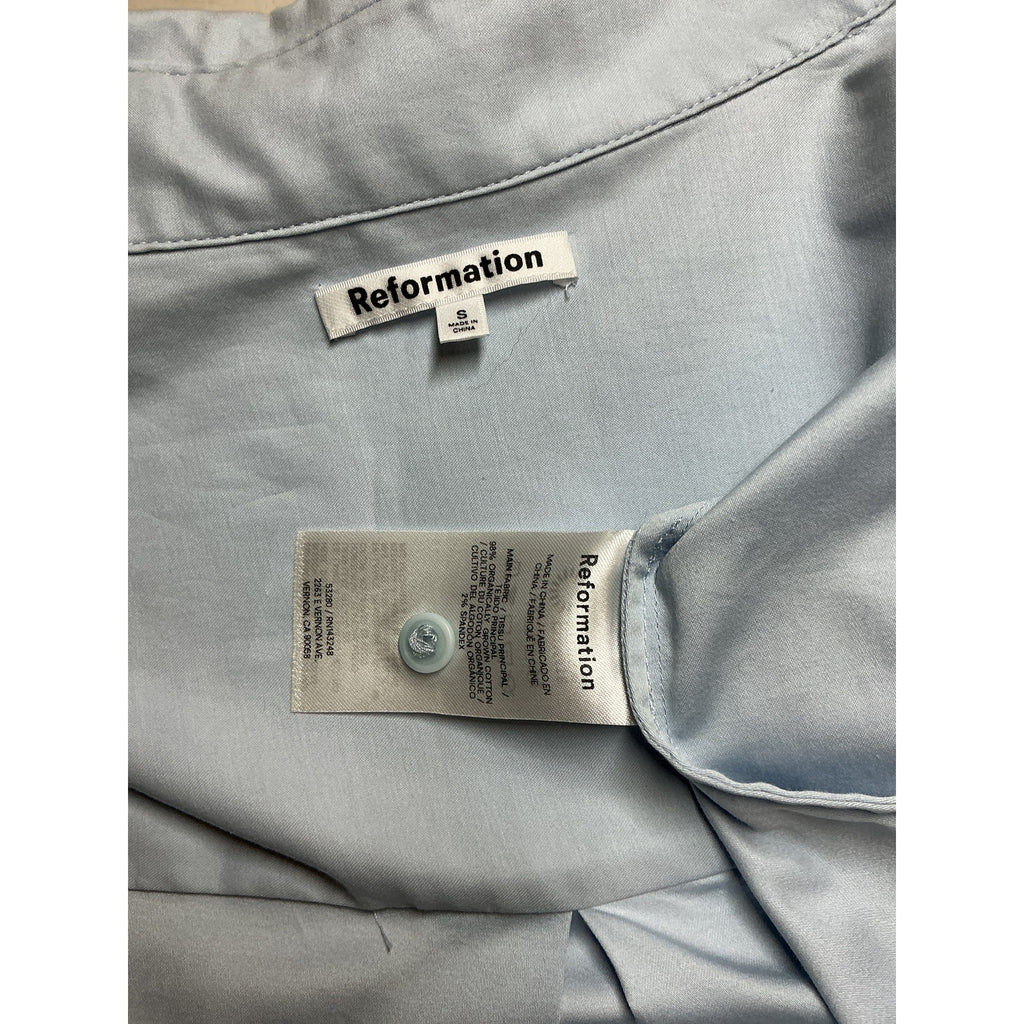 Reformation 'Andy' Blue Cotton Oversized Shirt Size S