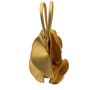 Farm Rio Sculptural Gold Blossom Top Handle Bag