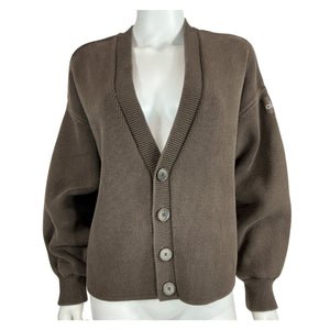 Alo Yoga Ribbed Brown Scholar Cardigan Sweater Size M