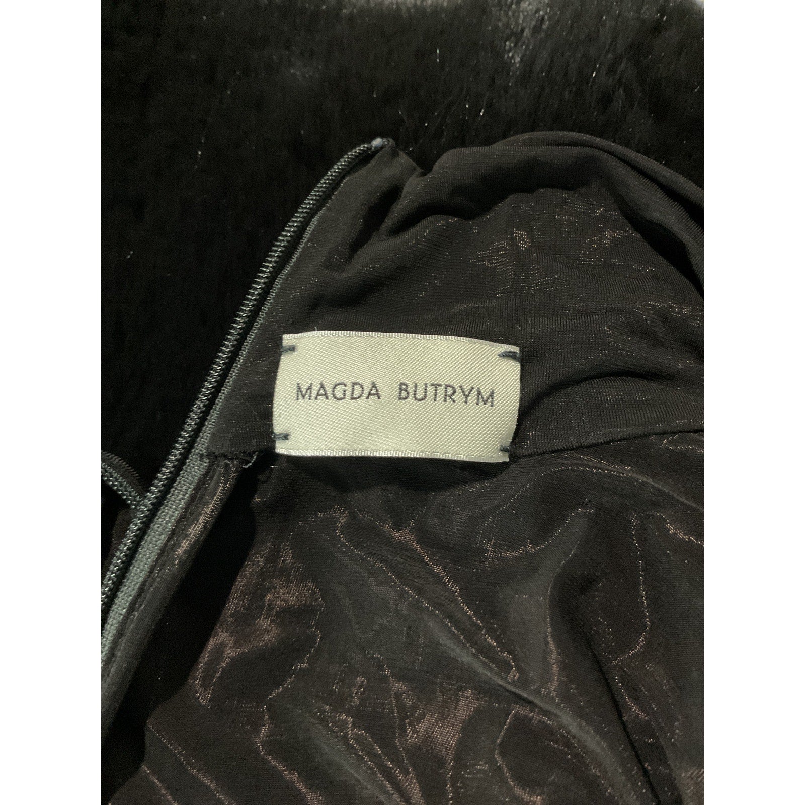 Magda Butrym Long Sleeve Black Cupro Mini Dress Size 4