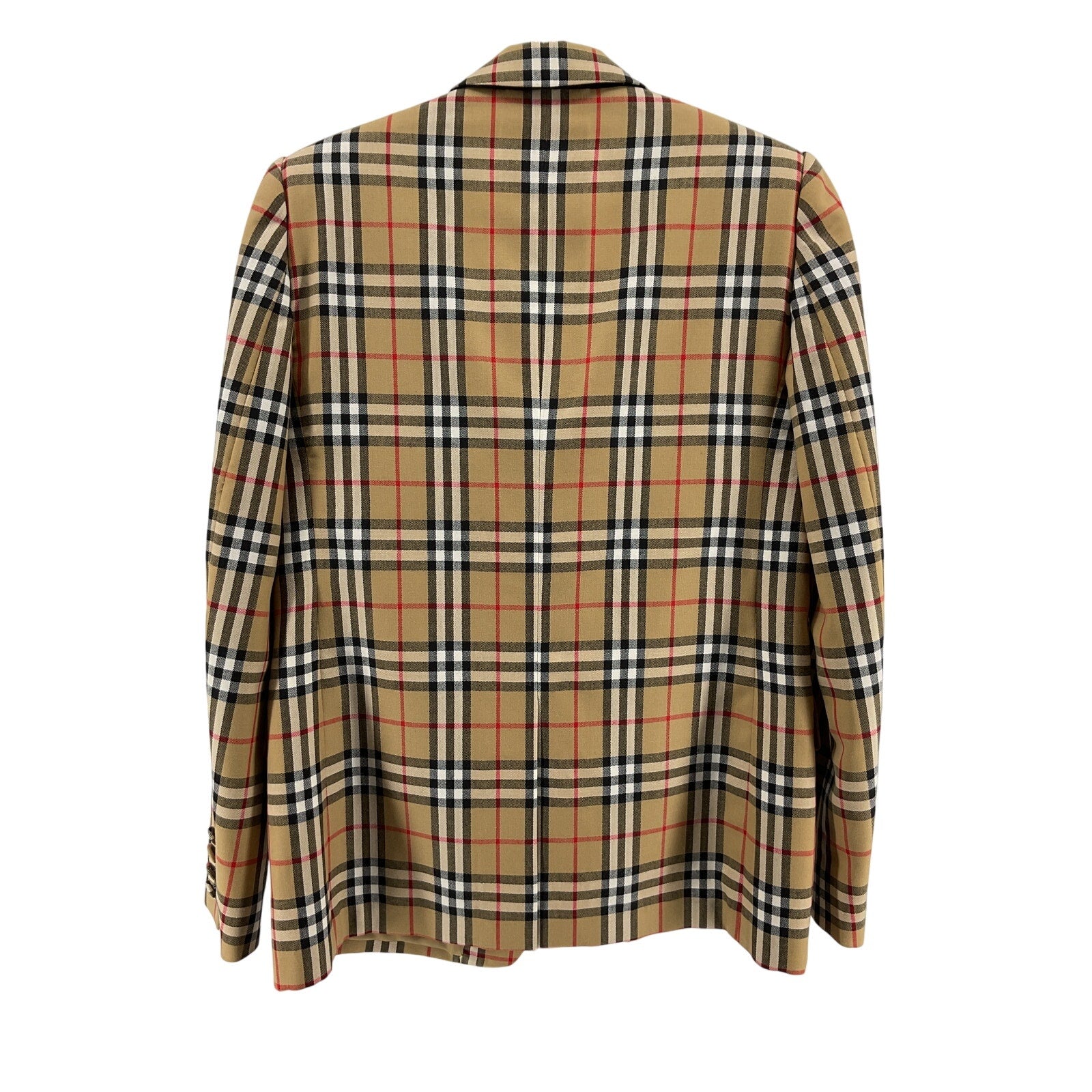 Burberry Vintage Check Beige Wool Single Breasted Tailored Blazer Size UK 12/US 10