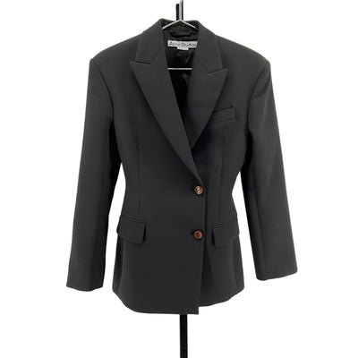 Acne Studios Black Polyester Double-Breasted Gabardine Blazer Size 32