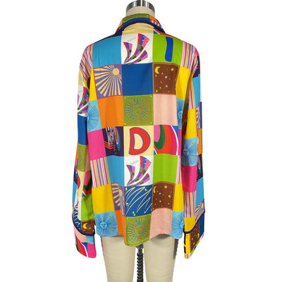 Siedrés Vibrant Multicolor Checkered Button Down Shirt Size M