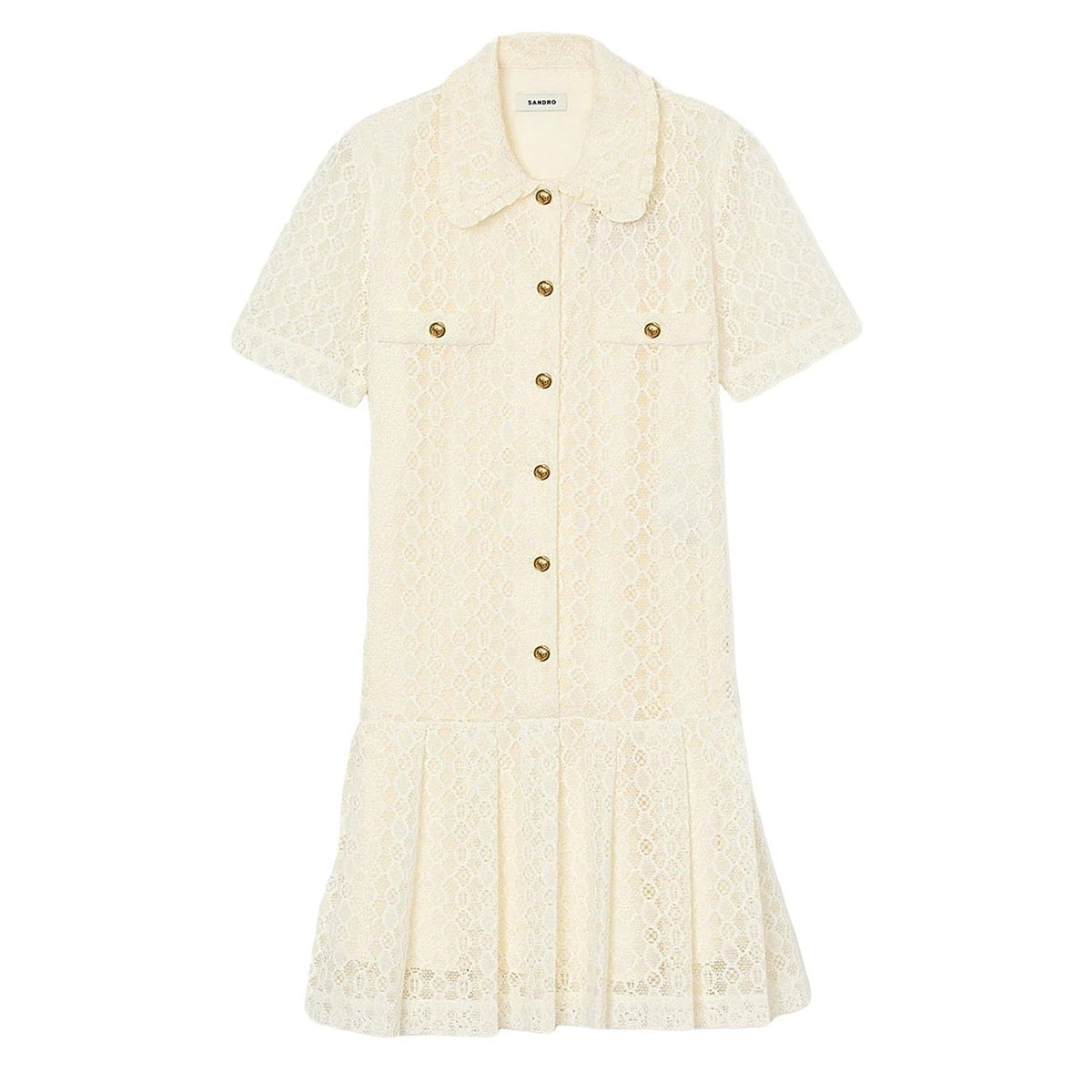 Sandro Lace Cream Drop Waist Dress Size 34 FR