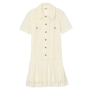 Sandro Lace Cream Drop Waist Dress Size 34 FR