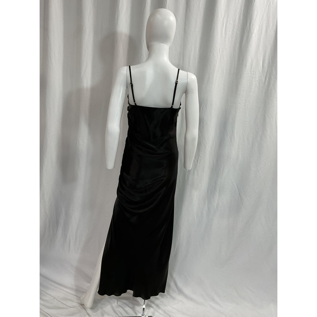Shona Joy 'Thalia' Black Satin Midi Dress Size 4